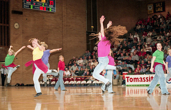 CDT dancers performing at basketball halftime, Jan 13th 2000