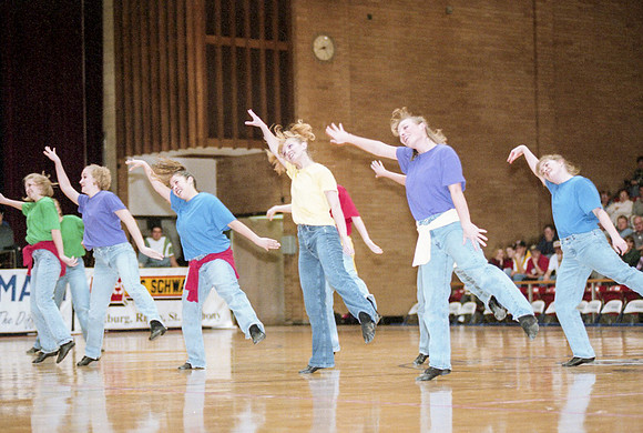 CDT dancers performing at basketball halftime, Jan 13th 2000