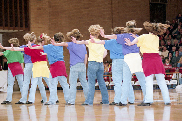 CDT dancers performing at basketball halftime, Jan 13th 2000