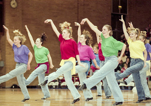 CDT dancers performing at basketball halftime, Jan 13th 2000