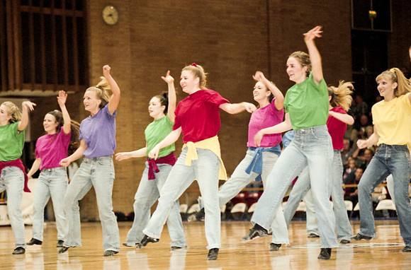 CDT dancers performing at basketball halftime, Jan 13th 2000