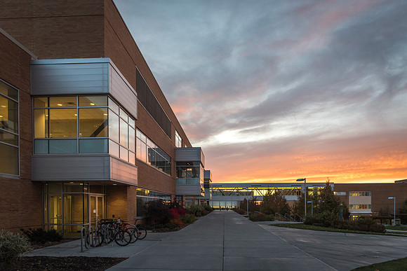 A fall sunset puts on quite the show over campus. 2017