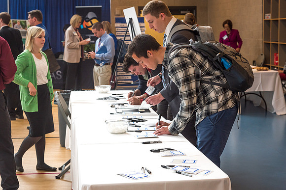 Students gather in the I-Center for the Career Fair. 2017