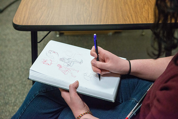 Joshua Abegglen teaching in the character animation class.