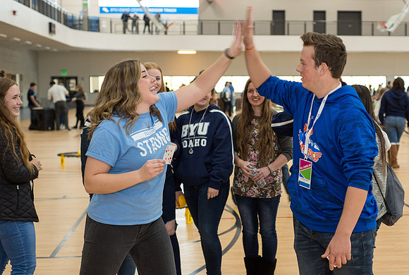 High School students attend the Department Fair in the I-Center. 2017