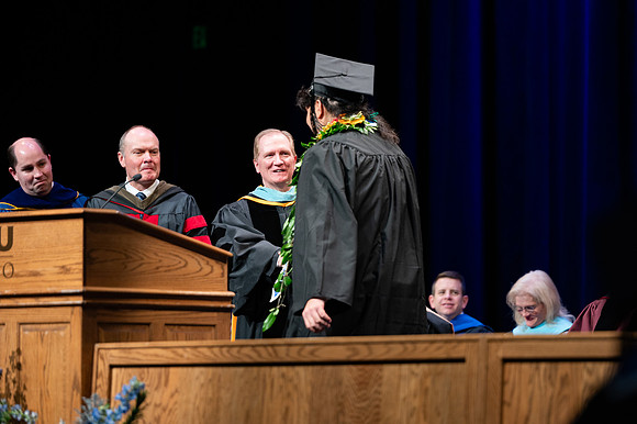 Graduates during convocation for the College of Physical Science and Engineering.