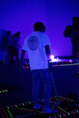 Freshman and other students on campus at I-Night. They participate in many activities.