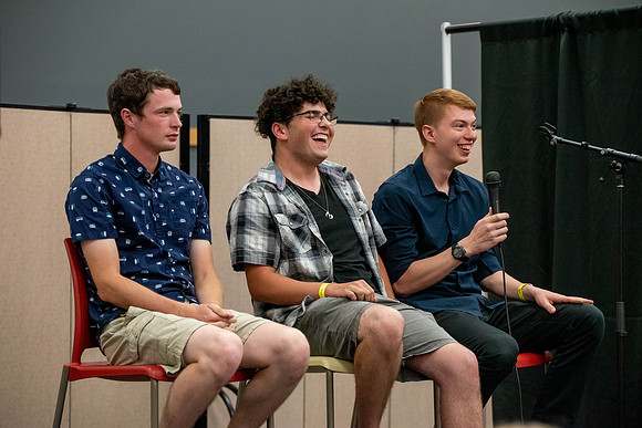Freshman and other students on campus at I-Night. They participate in many activities.