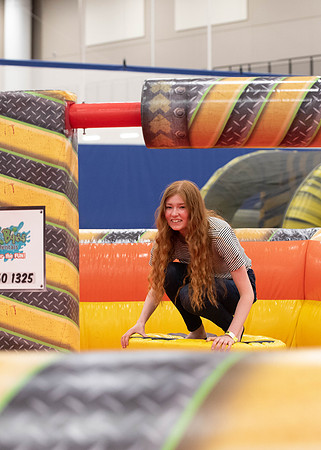 Freshman and other students on campus at I-Night. They participate in many activities.