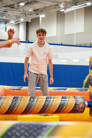 Freshman and other students on campus at I-Night. They participate in many activities.