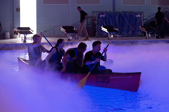 Freshman and other students on campus at I-Night. They participate in many activities.