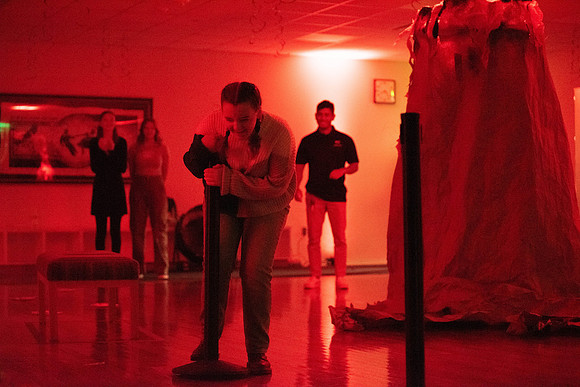 Freshman and other students on campus at I-Night. They participate in many activities.