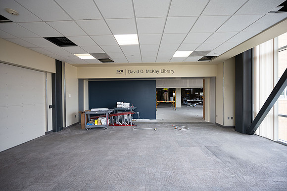Construction progress for the David O McKay Library