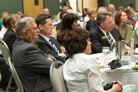 Eliza R. Snow Award members and guest enjoy an evening of god food and entertainment honoring Rick and Cheryl Hansen for their service towards the Arts.