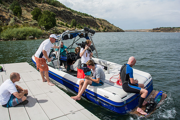 Waterskiing at Ririe Reservoir with BYU-Idaho's President Henry J Eyring. Video shoot for his Fall semester devotional promo video. - Aug 2019