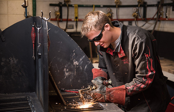 Student works in the Welding Lab.