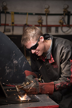Student works in the Welding Lab.