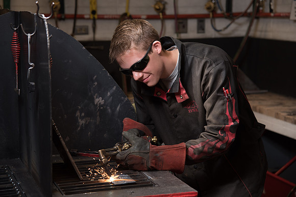 Student works in the Welding Lab.