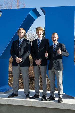 Unveiling of a new monument on campus: BYUI letters just below the Taylor Quad.