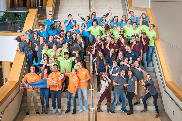The Student Support meets for a group photo in the I-Center.