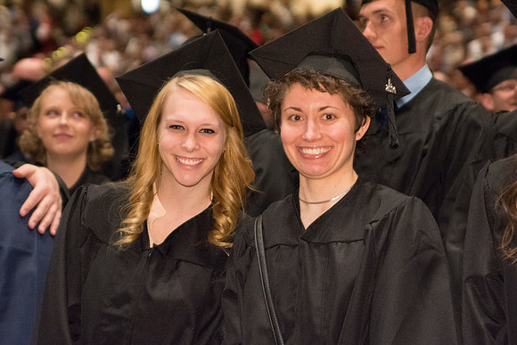 Students get ready for commencement ceremony to begin.