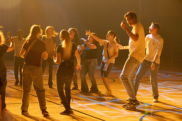 Students on campus during I-Night.