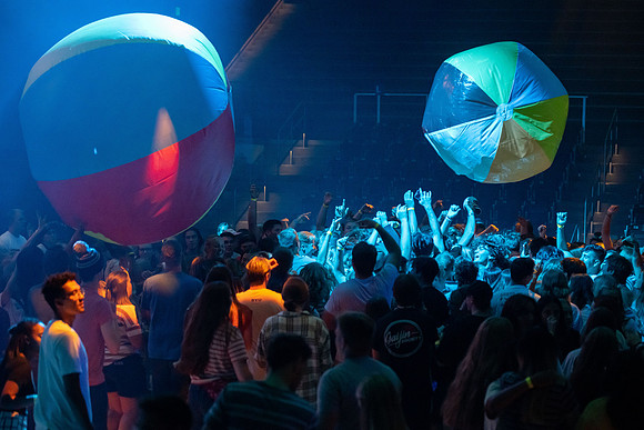 Students on campus during I-Night.