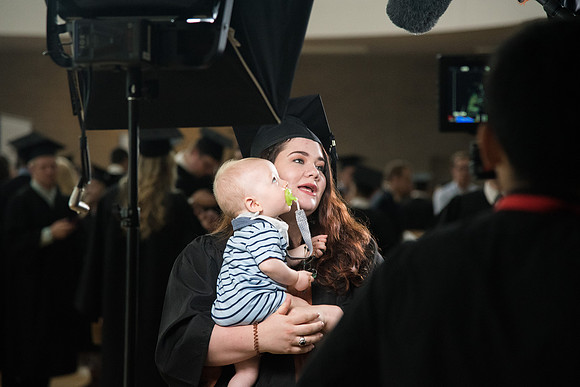 BYU-Idaho Graduation. A/V Production interviewing graduates during Commencement. Spring Semester