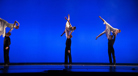 Student Dancers come together and perform Extravadance in the Kirkham Auditorium.