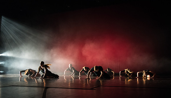 Student Dancers come together and perform Extravadance in the Kirkham Auditorium.