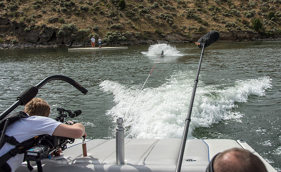 Waterskiing at Ririe Reservoir with BYU-Idaho's President Henry J Eyring. Video shoot for his Fall semester devotional promo video. - Aug 2019