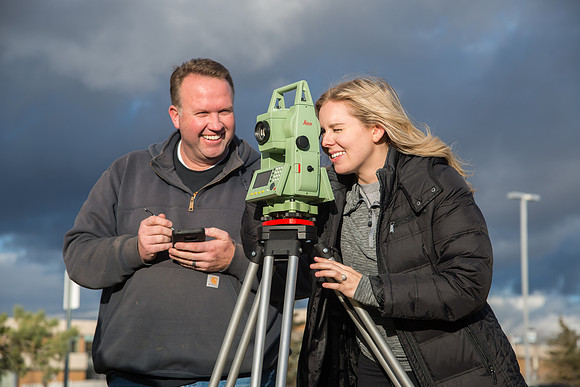 Kim Leavitt teaches a Land Surveying class.