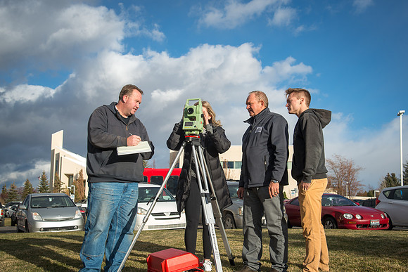 Kim Leavitt teaches a Land Surveying class.