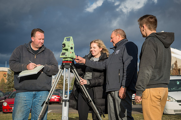 Kim Leavitt teaches a Land Surveying class.