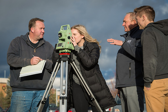 Kim Leavitt teaches a Land Surveying class.