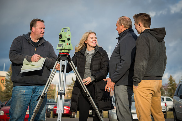 Kim Leavitt teaches a Land Surveying class.