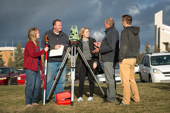 Kim Leavitt teaches a Land Surveying class.