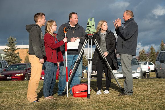 Kim Leavitt teaches a Land Surveying class.