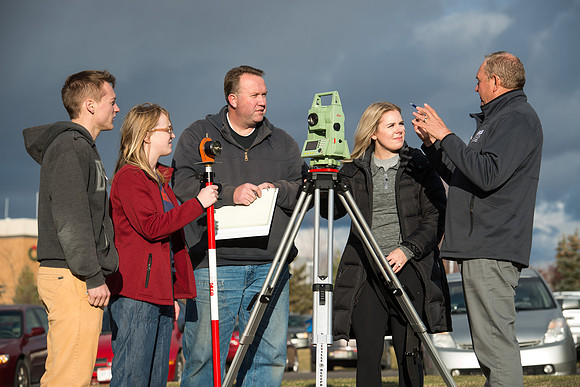 Kim Leavitt teaches a Land Surveying class.