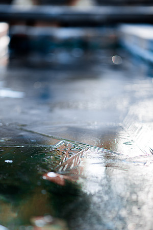 The water fountain display in the Gardens is frozen over!