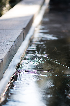 The water fountain display in the Gardens is frozen over!