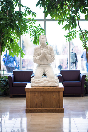 Statue of Joseph Smith located in the Hinckley Building.
