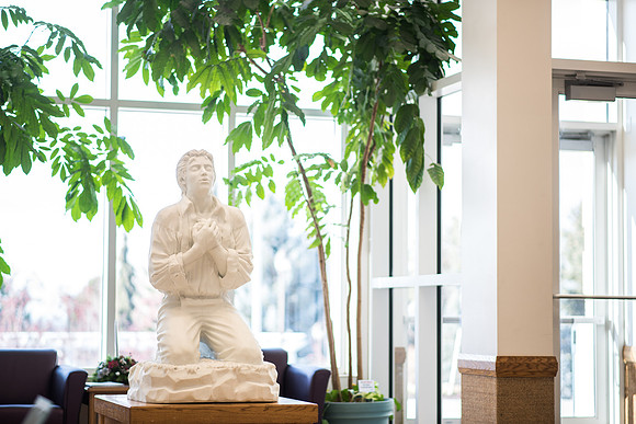 Statue of Joseph Smith located in the Hinckley Building.
