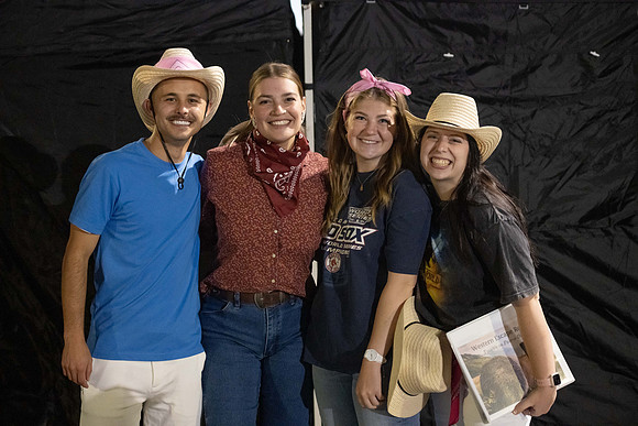 Students gather on campus to celebrate First Friday events.