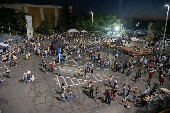 Students gather on campus to celebrate First Friday events.