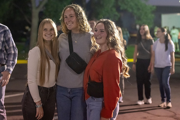 Students gather on campus to celebrate First Friday events.