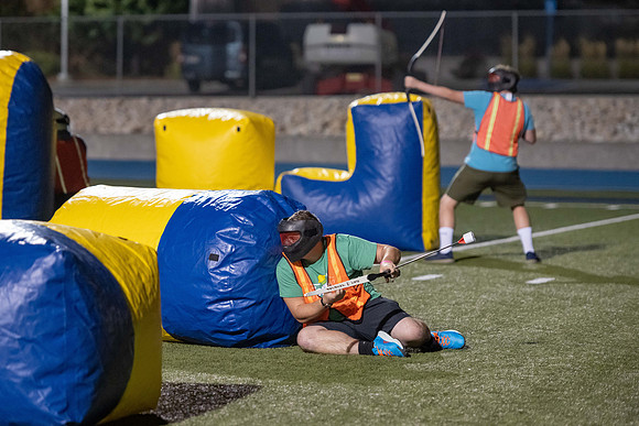 Students gather on campus to celebrate First Friday events.