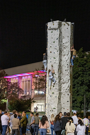 Students gather on campus to celebrate First Friday events.