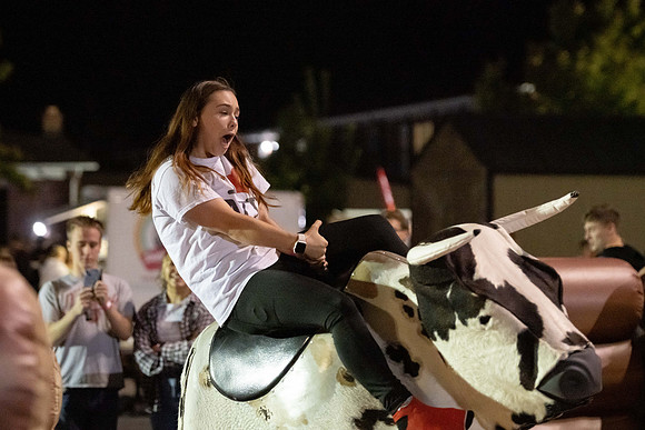 Students gather on campus to celebrate First Friday events.