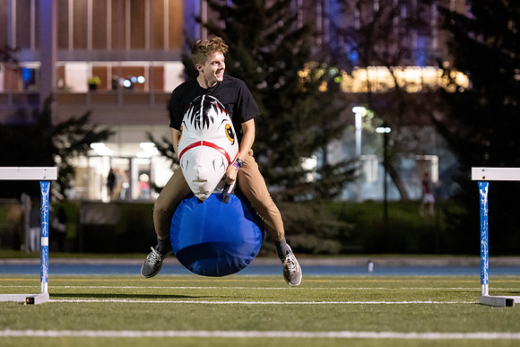 Students gather on campus to celebrate First Friday events.